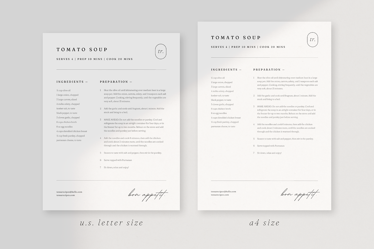 Minimal 1 Page Recipe Template Canva, a Flyer Template by frommakertomaker (Photo 4 of 7)