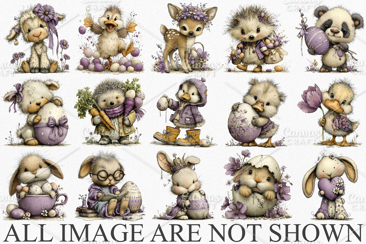 Whimsical Easter Animals Clipart PNG, an Illustration by Canvas Craft (Photo 3 of 7)