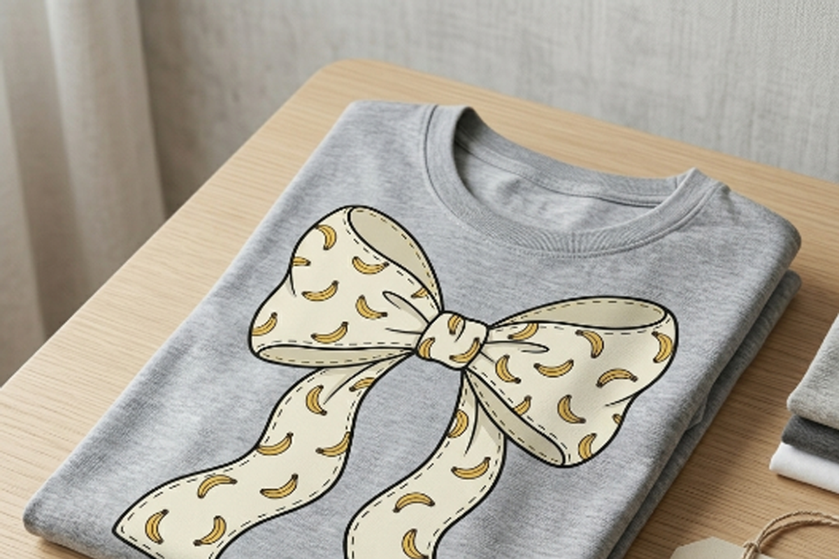 Banana Pattern Coquette Bow PNG, a Shirt Mockup by Vector Stall (Photo 16 of 16)