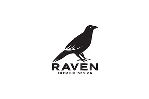 Black Masculine Bird Raven Logo