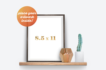 Frame Mockup on the Shelf w/ Cactus