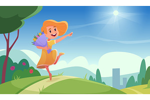 Kids holding flowers. Beautiful, an Illustration by Onyx