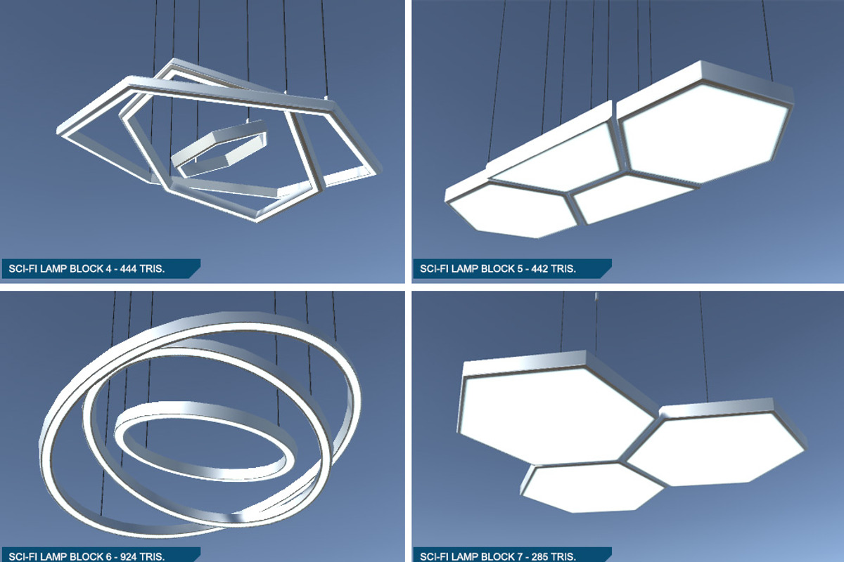 Sci-Fi Lamps Set 1, a Furniture 3D Model by 3DCaster (Photo 3 of 6)