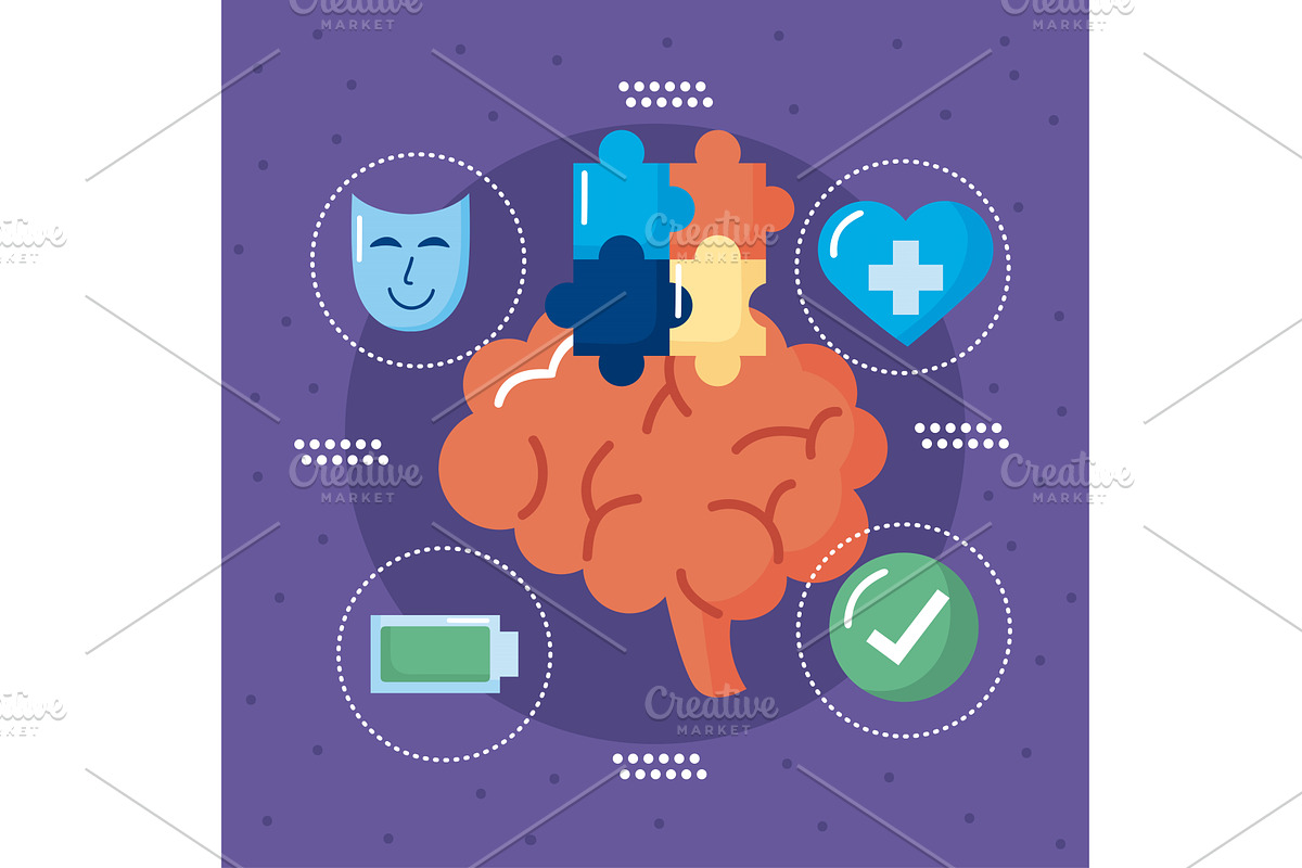 brain and mental health, a Healthcare Illustration by studiogstock