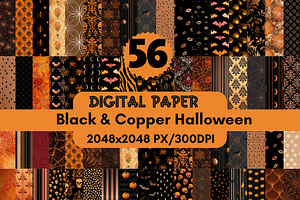Black Copper Halloween Digital Paper, a Pattern Graphic by LA Design