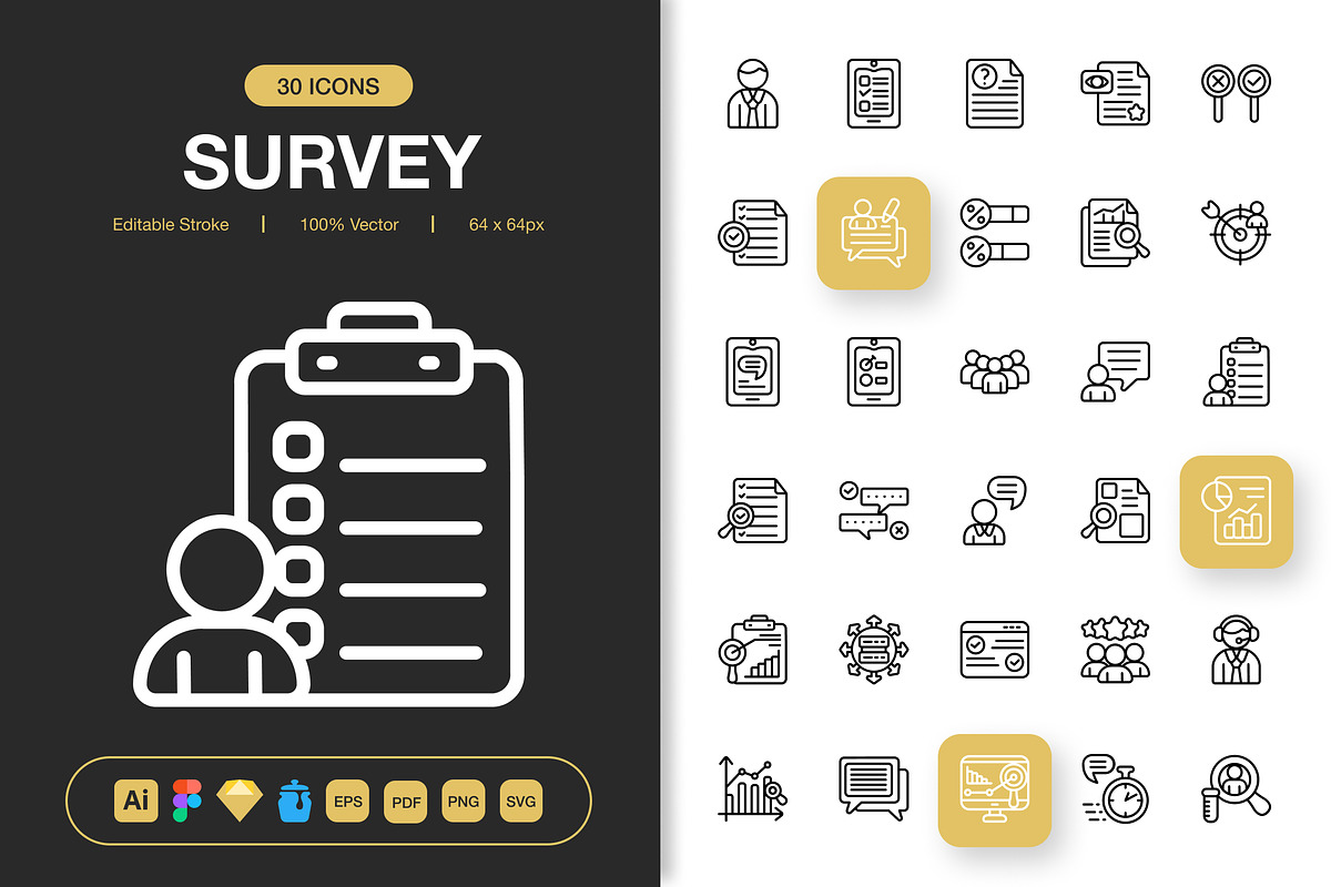 Survey Icons, an Outline Icon by Spacepixel Creative