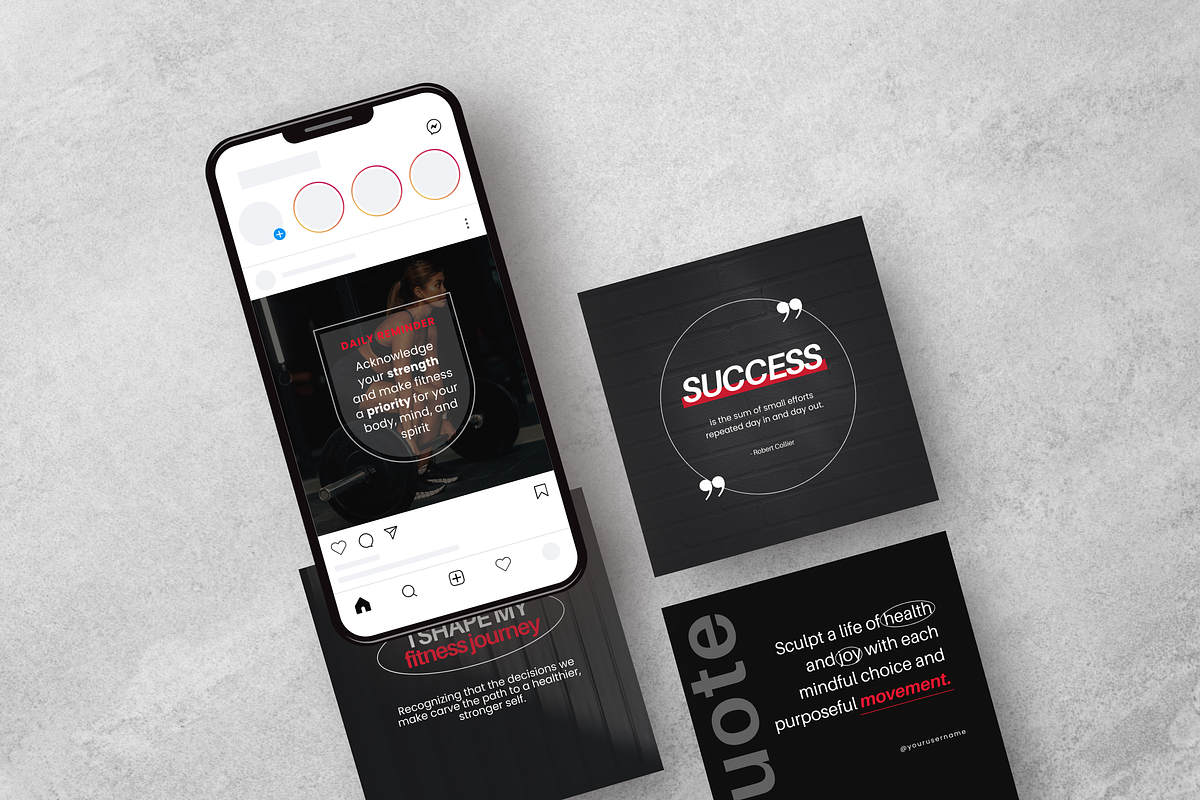 Fitness Quote Instagram Templates, a Social Media Template by DigiPax (Photo 7 of 11)