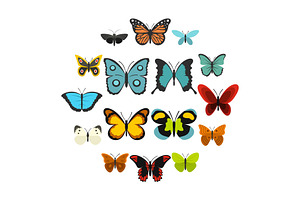 Butterfly Set Flat Icons