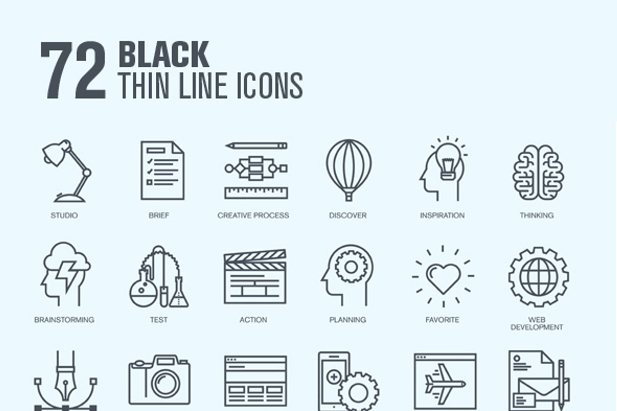 Thin Line Design & Development Icons preview 3
