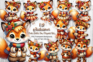 Cute Autumn Fox Clipart Set, a Seasonal Illustration by V Design Creator