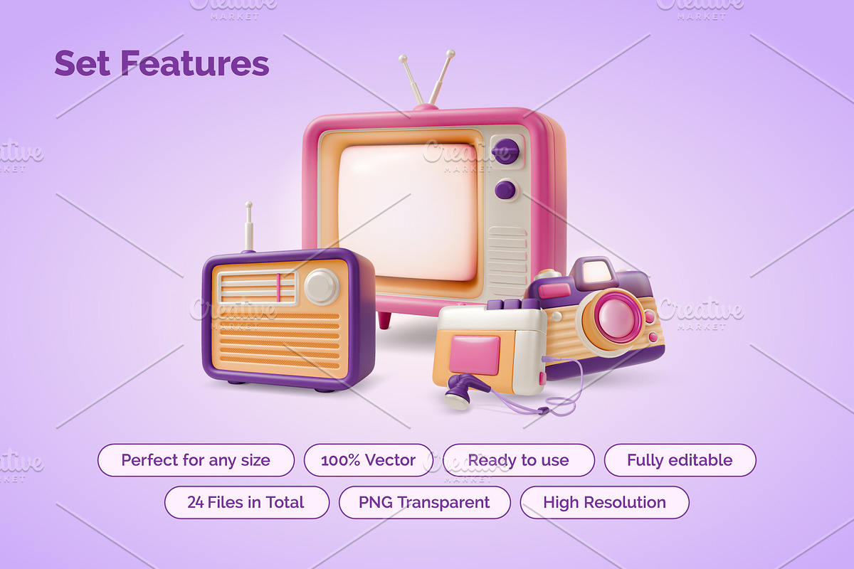 3D Retro Electronics Illustrations, an Object 3D Model by 35lab (Photo 3 of 6)