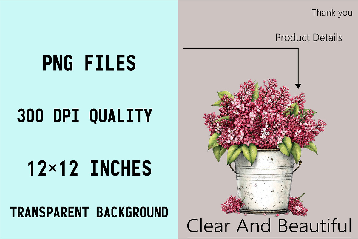 Spring Flower Bucket Sublimation Cli, an Illustration by SVGArt (Photo 5 of 9)