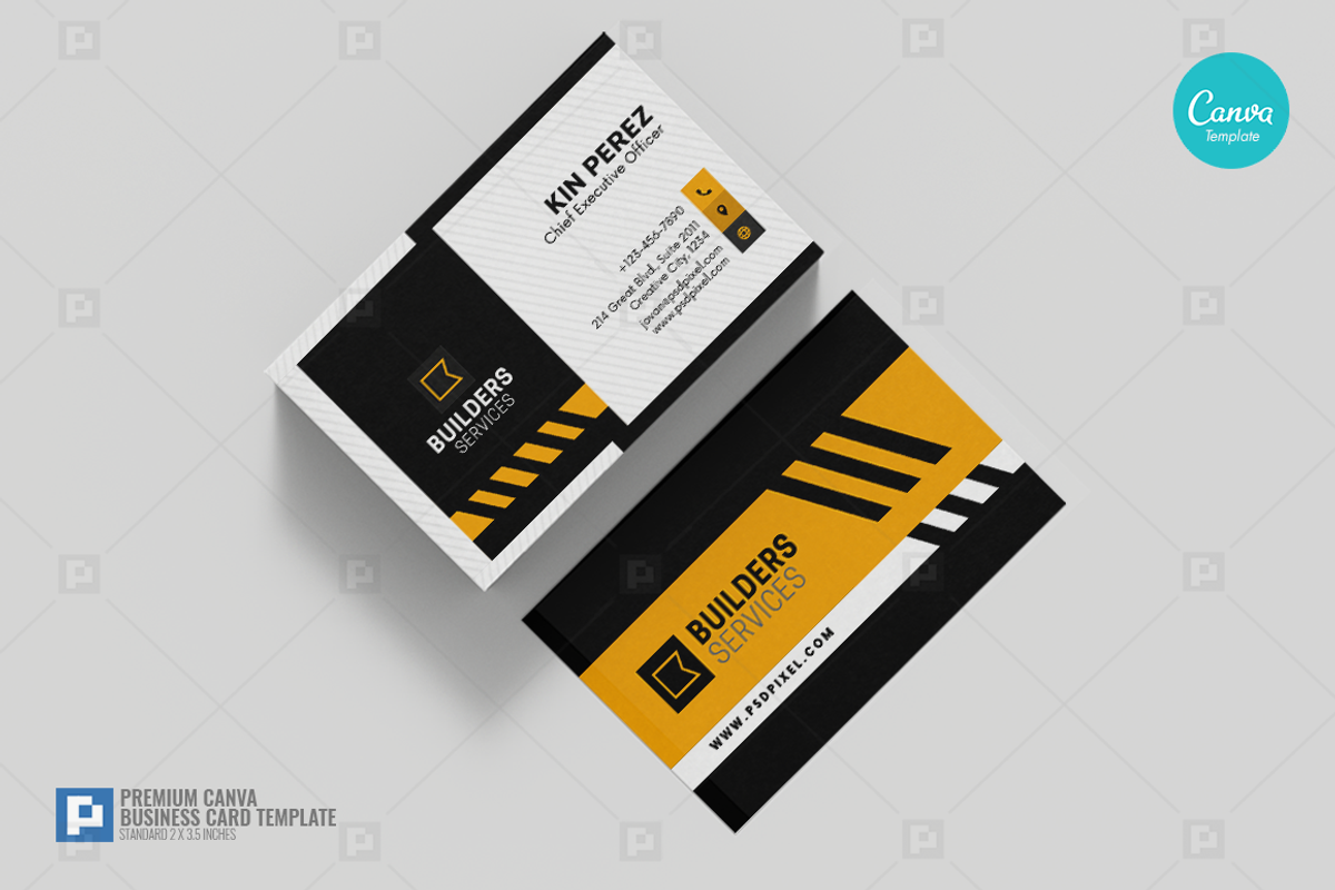 Construction Canva Business Card 16, a Business Card Template by PSDPixel (Photo 2 of 4)