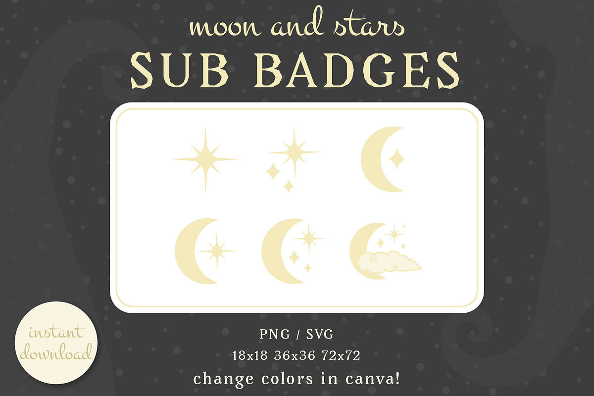 Twitch/Streaming Moon Sub Badges, an Icon by Liseno Designs (Photo 2 of 2)