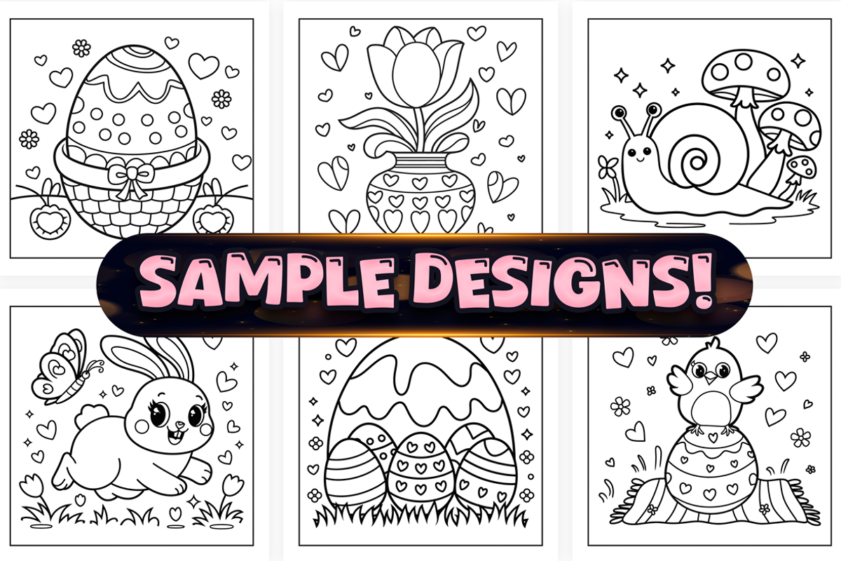 Bold Easy Cute Easter Coloring Pages, a Seasonal Illustration by Craftsbeefy (Photo 2 of 4)