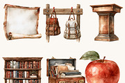 Vintage Schoolhouse Clipart Bundle, an Object Illustration by BusyDaydesign (Thumbnail 6 of 9)