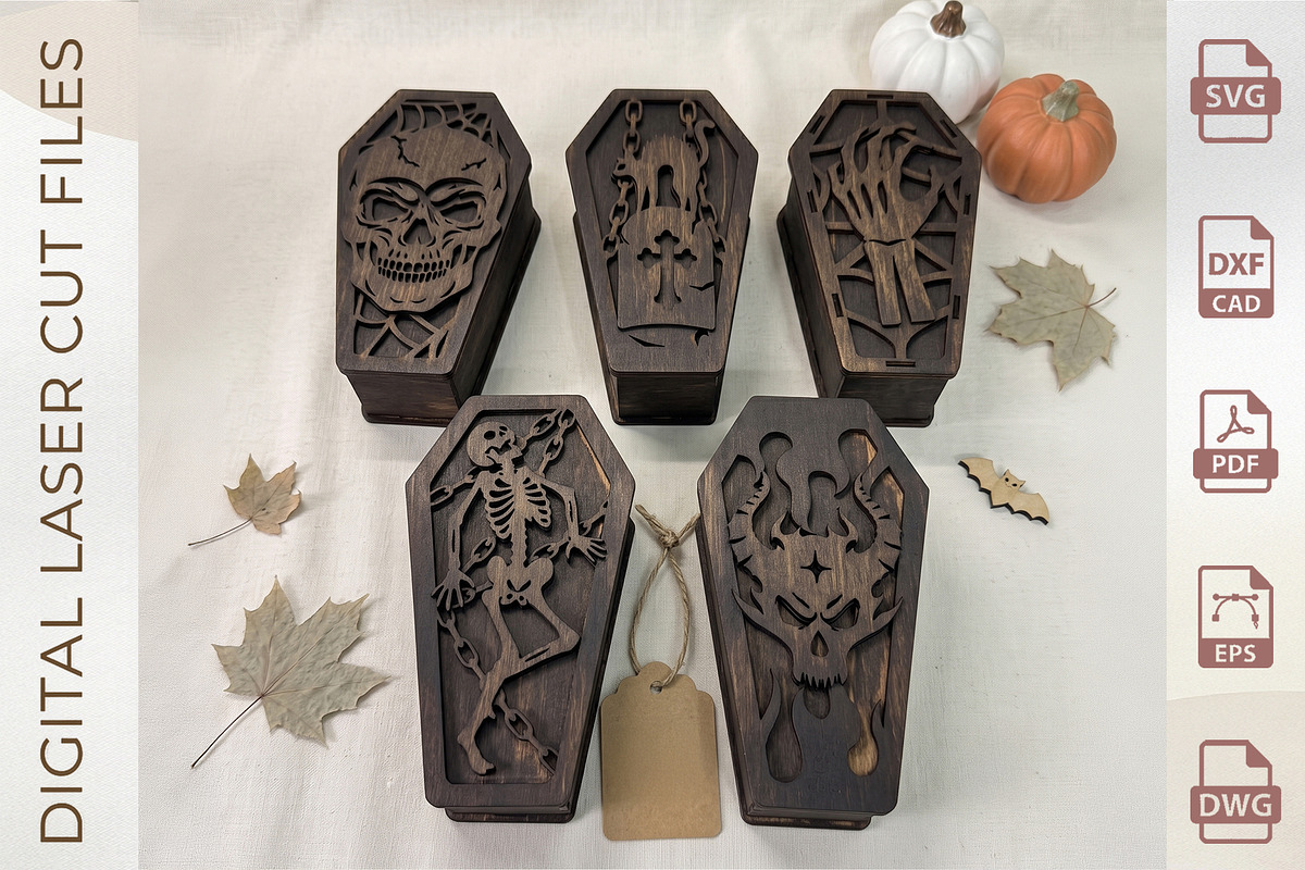 Halloween Coffin Box Bundle, an Object Graphic by WoodoraCut (Photo 3 of 10)
