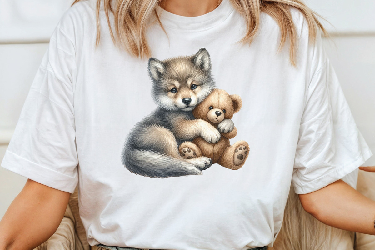 Watercolor Cute Baby Wolf Clipart, an Illustration by CraftArtStudio (Photo 4 of 6)
