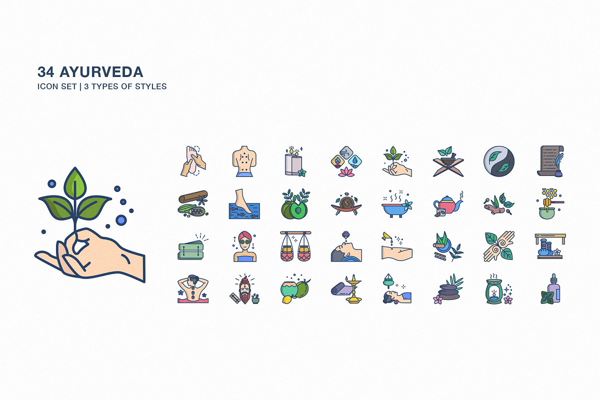 Ayurveda spa icon set, an Icon by Icongeek26 (Photo 1 of 4)