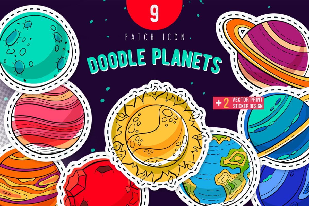 Vector cartoon solar planets, an Education Illustration by WalnutBird (Photo 1 of 3)