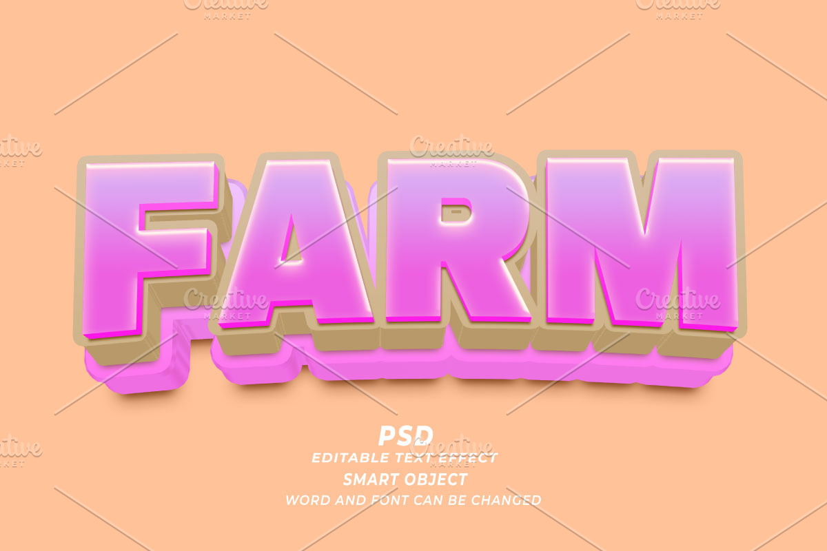 Farm PSD 3D Editable Text Effect, a Layer Style Add-On by TrueVector (Photo 1 of 2)