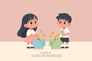Happy Children Saving Coins, a Person Illustration by Partikusi Design (Thumbnail 2 of 3)