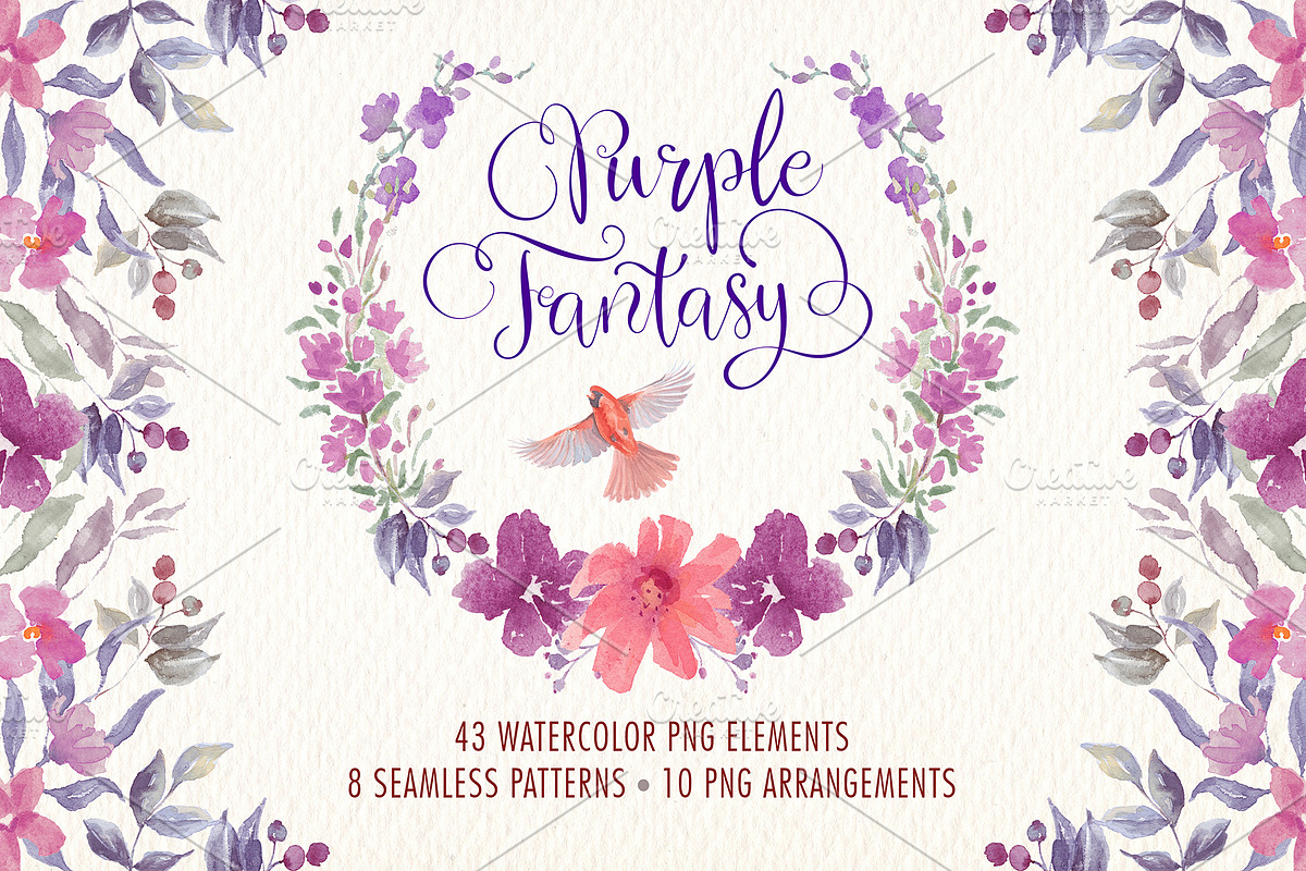 Purple Fantasy. Floral Watercolor, an Illustration by Art & Things (Photo 1 of 6)