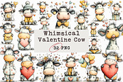 Whimsical Valentine Cow Clipart, an Illustration by Libby Wishes (Thumbnail 1 of 6)