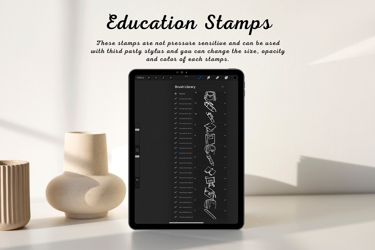 100 Education Procreate Stamps, a Brush Add-On by Painter Creative Books (Photo 2 of 9)