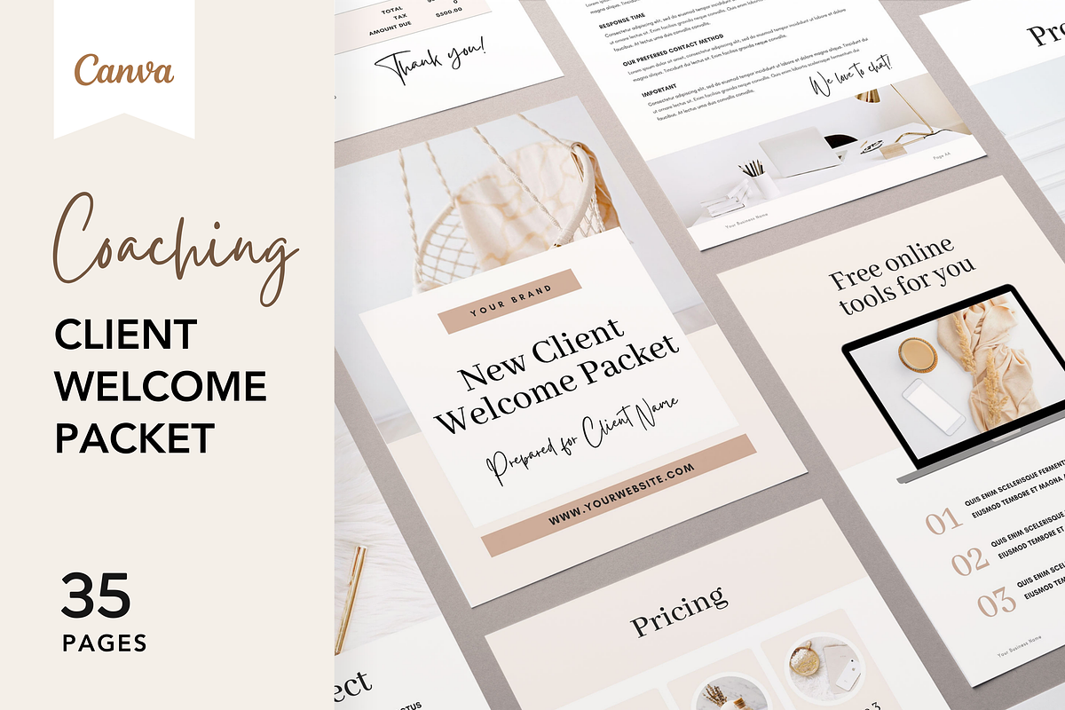 Coaching Client Welcome Pack Canva, a Brochure Template by DeeBeeDesign (Photo 1 of 10)