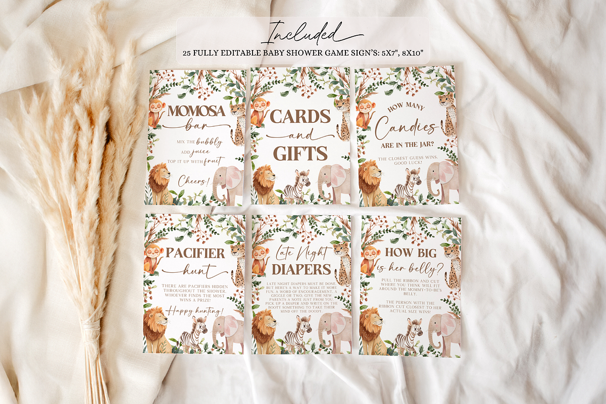 Safari Baby Shower Game Bundle, a Templates & Theme by VeliusCreativeStudio (Photo 3 of 6)