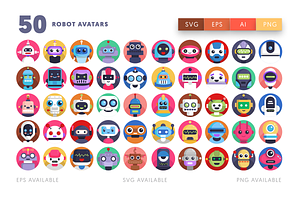 50 Robot Avatar Icons