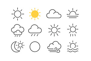 Weather icons depicting various, an Illustration by ZinetroN
