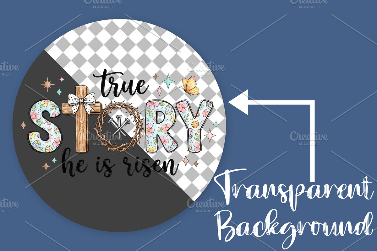 Retro True Story He Is Risen PNG, an Illustration by Canvas Craft (Photo 2 of 7)