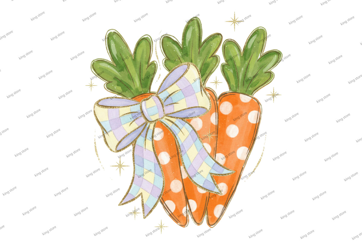 Glitter Coquette Easter Carrots Png, an Illustration by Designking (Photo 3 of 6)