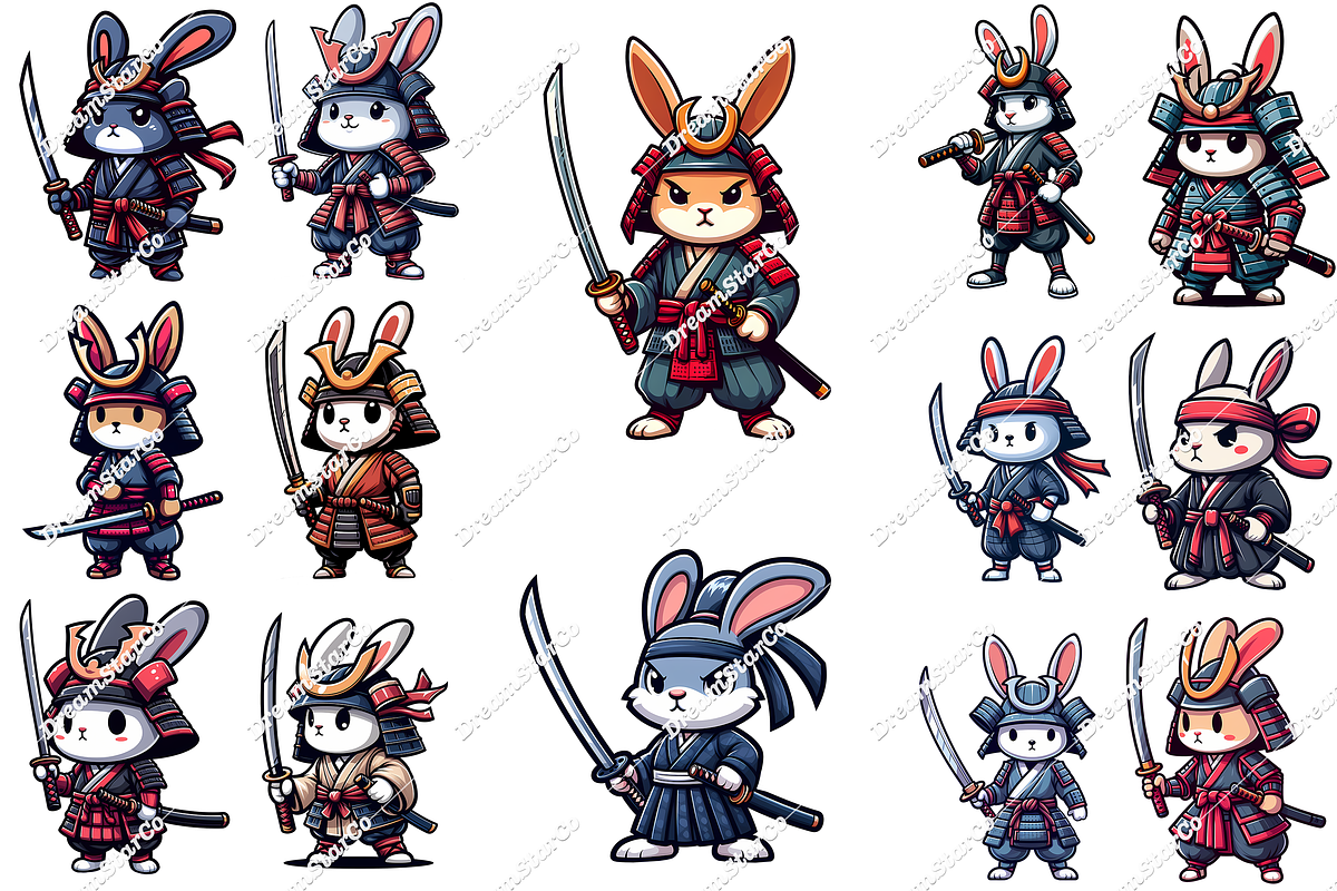 kawaii samurai rabbit, an Object Graphic by DreamerStarCo (Photo 3 of 5)