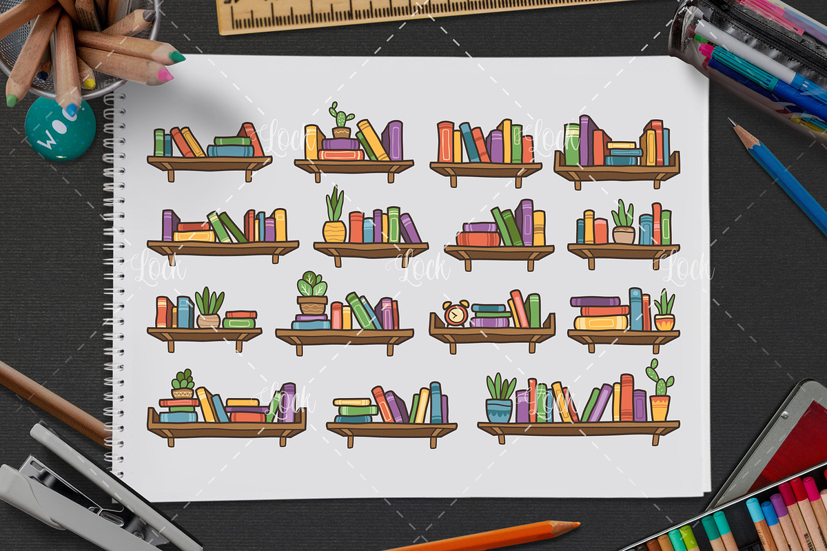 Set of Interior bookshelves, a Graphic by Allmostudio (Photo 2 of 4)