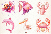Watercolor Sea Animals Clipart, an Illustration by Rose Art (Thumbnail 3 of 4)