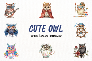 Watercolor Owl Clipart