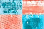 Coral and Blue Painted Papers, a Texture Graphic by Liz Plummer (Thumbnail 2 of 5)