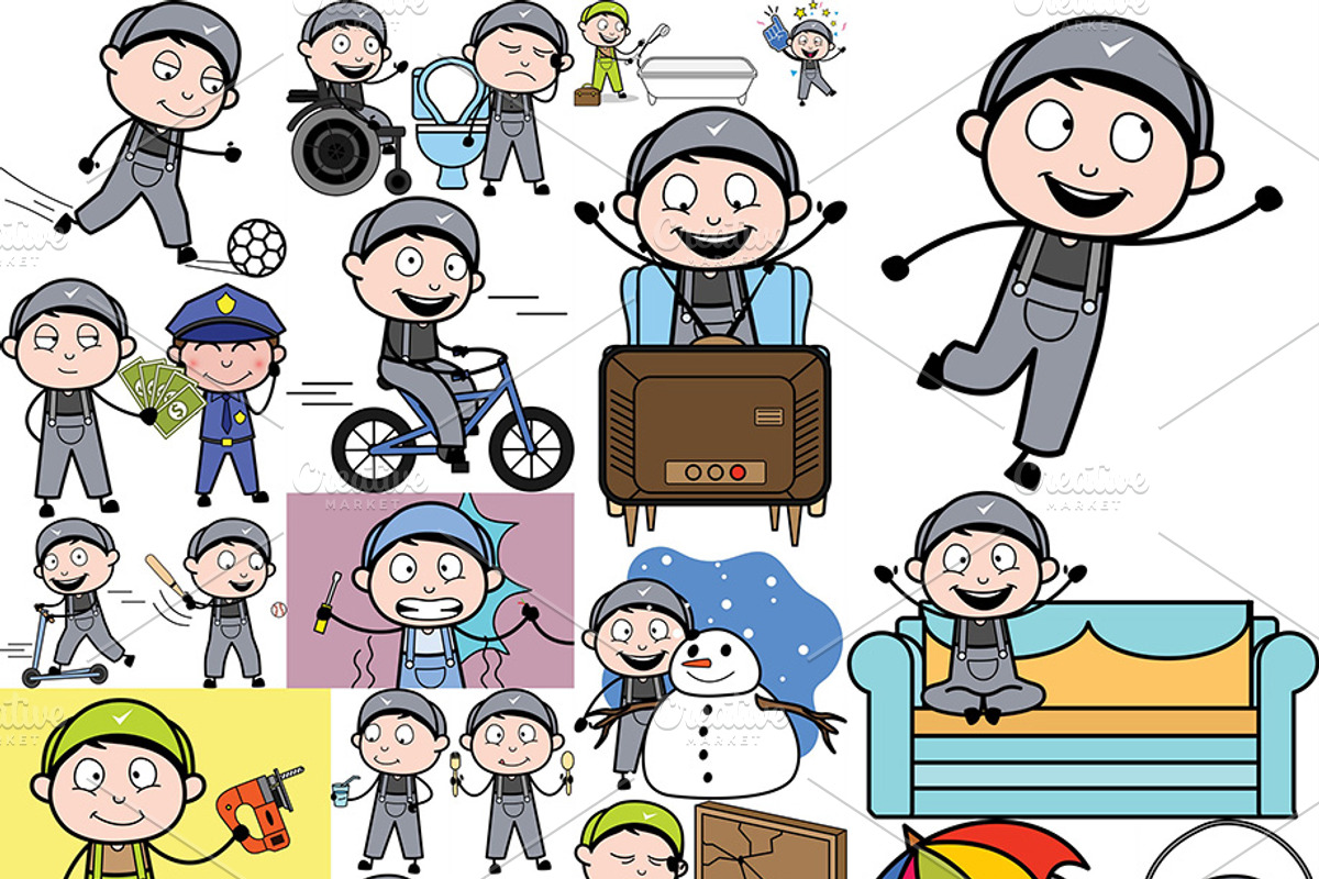 Repairman ~ Cartoon Character Set, a Person Illustration by The Toon Company (Photo 8 of 9)