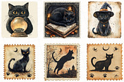 Halloween Black Cat Postage Stamp, an Illustration by OK Design (Thumbnail 3 of 5)
