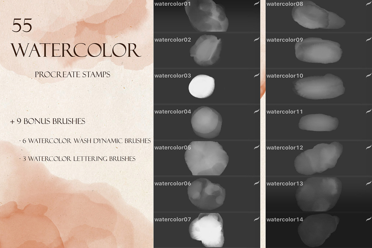 Delicate Watercolor Procreate Set, a Brush Add-On by Liquid Amethyst Art (Photo 2 of 7)