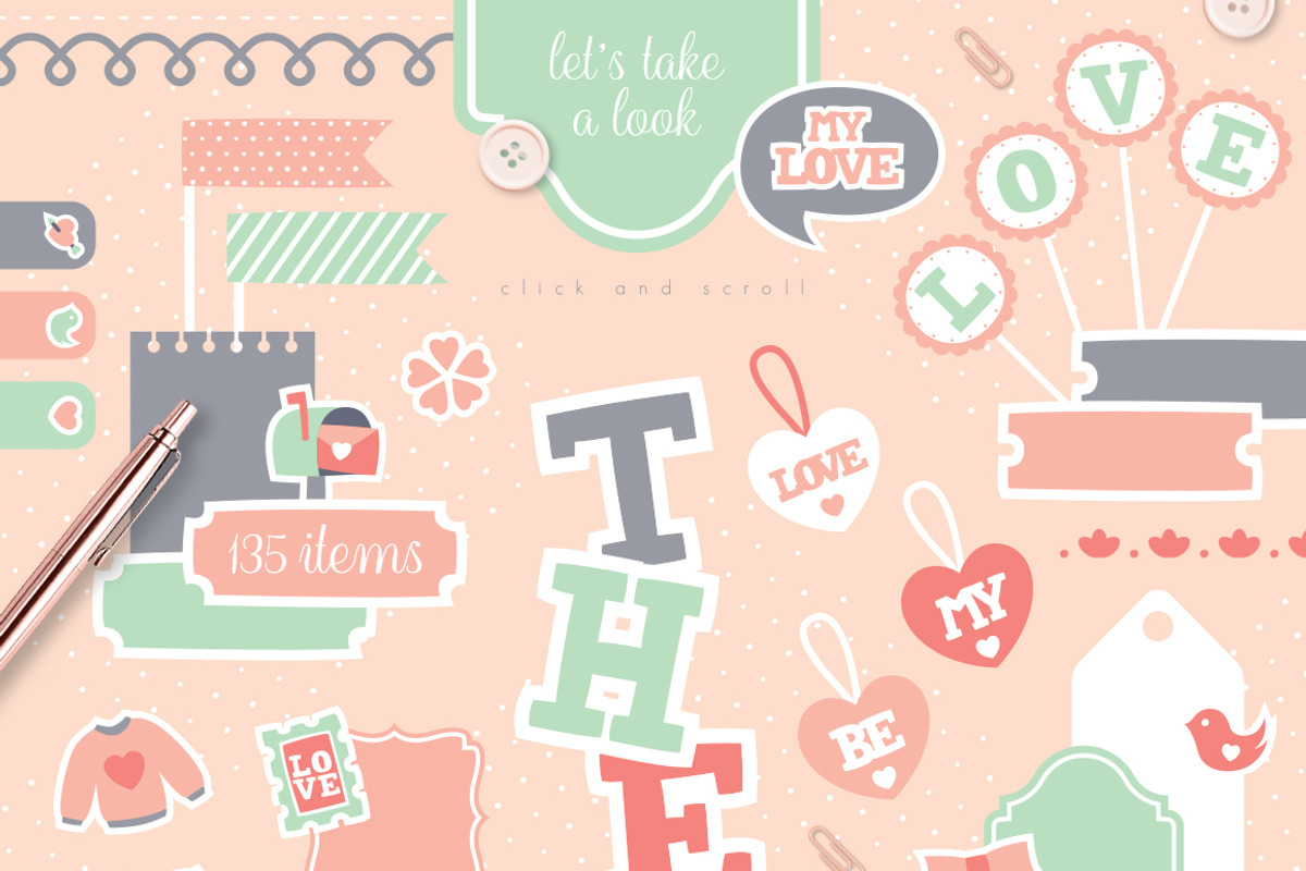 A Cute Love - Romantic Clipart, an Object Graphic by Euonia Meraki (Photo 2 of 11)