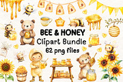Bee and Honey Clipart Bundle, an Illustration by PassionPNGcreation (Thumbnail 1 of 12)