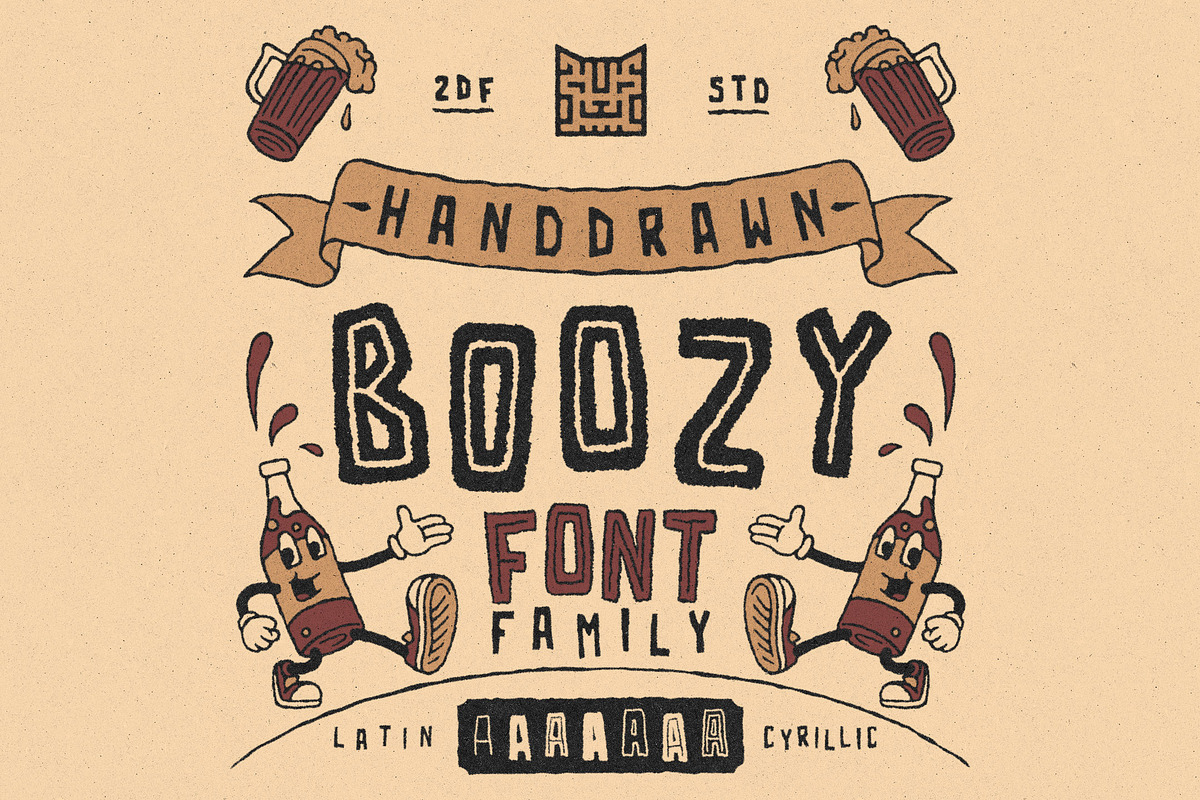 BOOZY | FONT FAMILY, a Font by 2DFUNS (Photo 1 of 9)