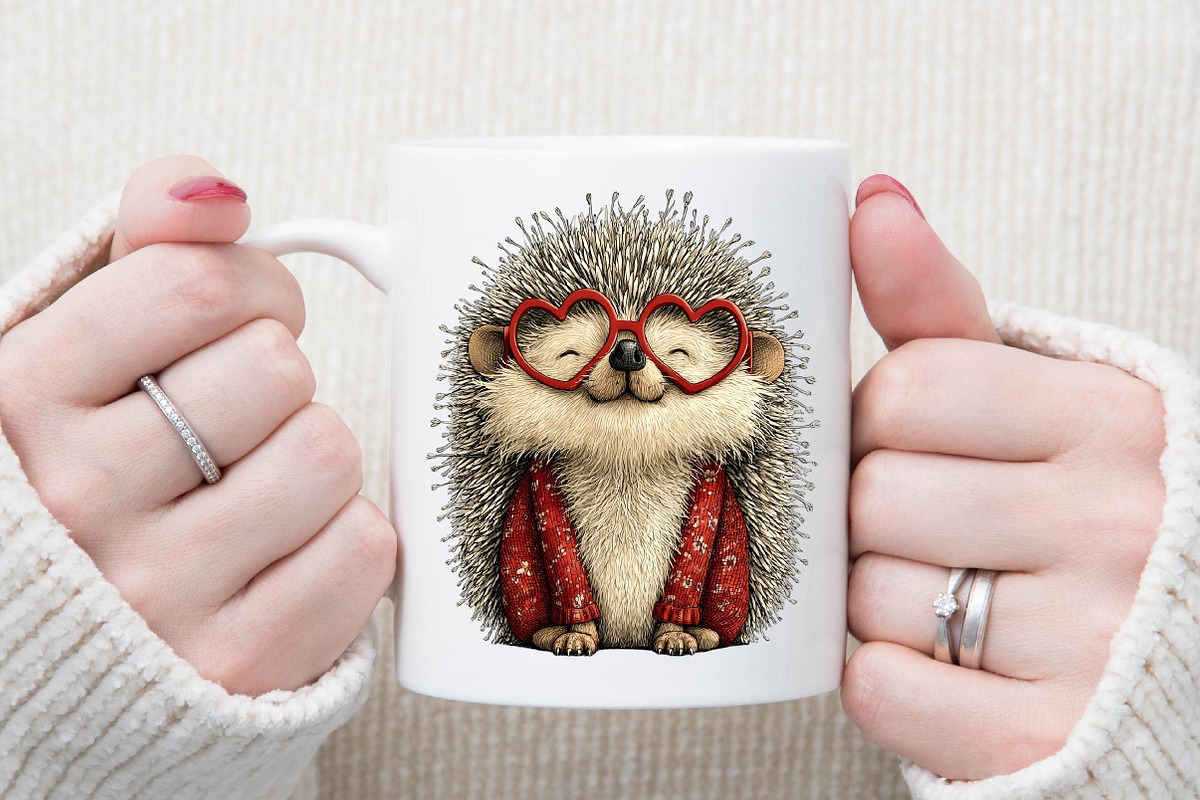Funny Valentine Day Hedgehog Clipart, an Illustration by Sublimation Artist (Photo 5 of 6)