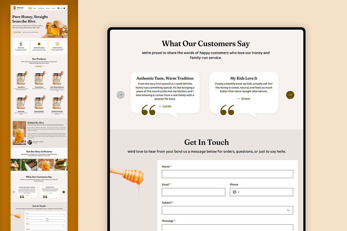 Beekeeper & Honey Webshop Template, a Wix Template by Kitteeh (Photo 7 of 20)