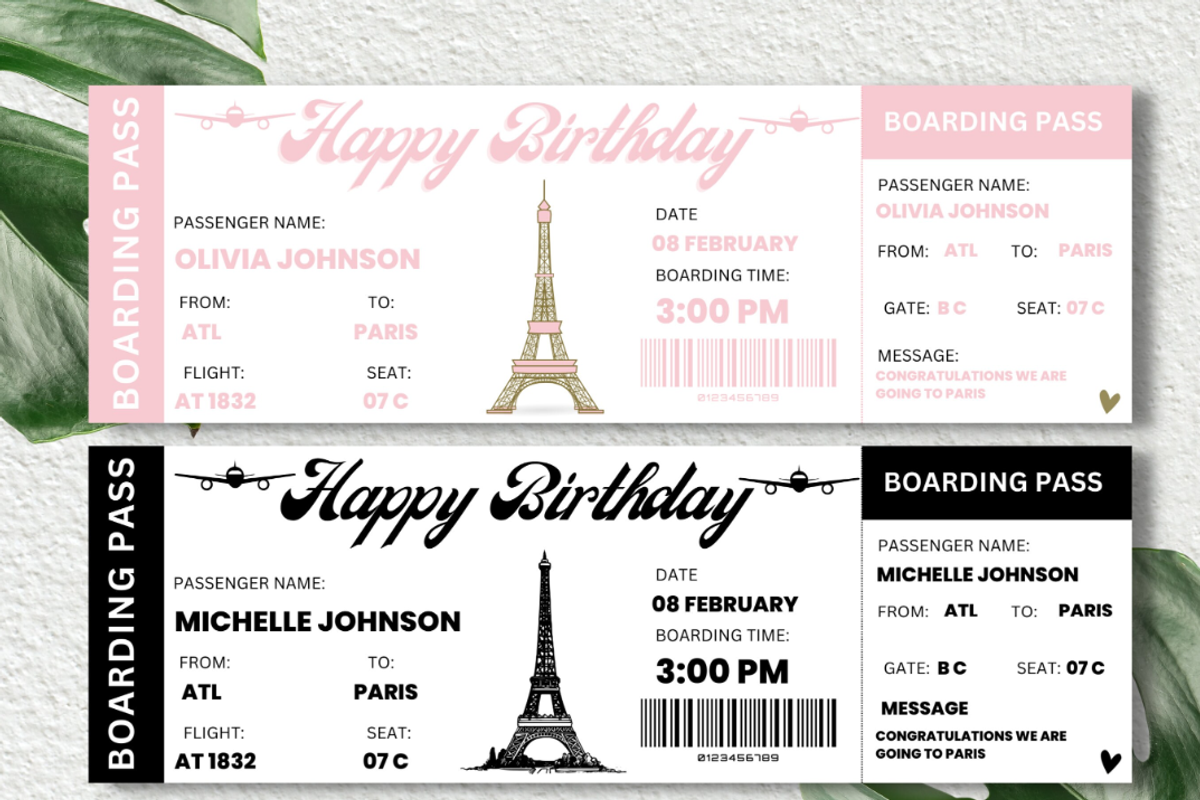 Happy Birthday Boarding Pass, a Card Template by YasdeyDesigns (Photo 1 of 8)