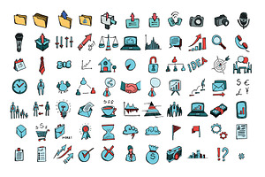 540 Business Doodle Icons Color Set